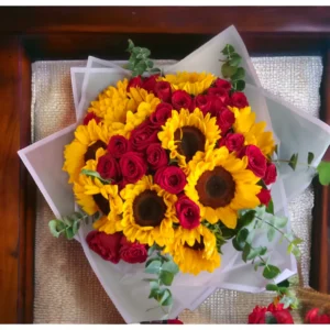 Ramo de Rosas y girasoles