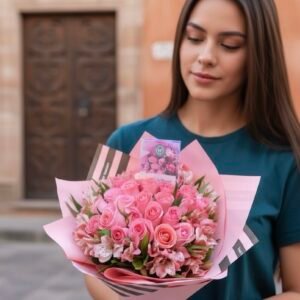 Ramo de 24 rosas rositas