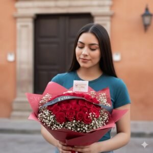 Ramo de 30 rosas con list贸n