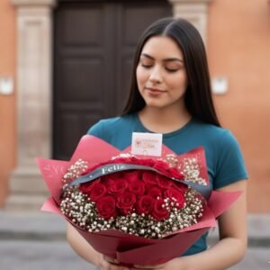 Ramo de 30 rosas con listón