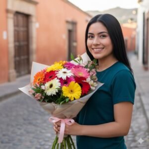 Ramo de 18 geberas con atromelias