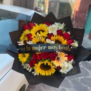 Ramos de girasoles y rosas